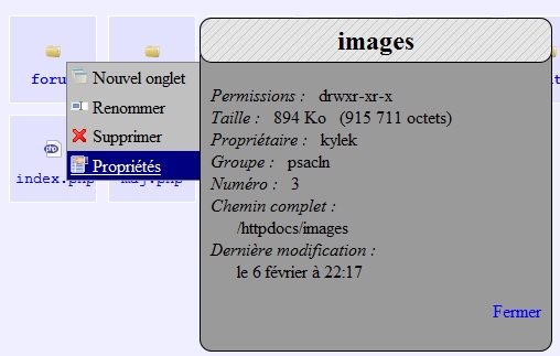 Panneau des propri&eacute;t&eacute;s